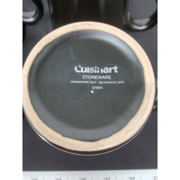 4 Cuisinart Black Lime Green Stoneware Coffee Mugs - Picture 3 of 7